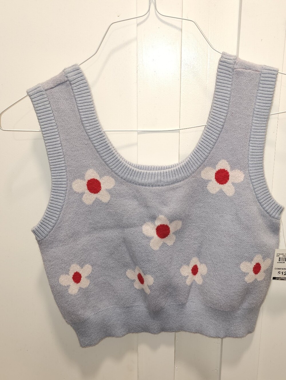 Full Tilt Blue Daisy Sweater Vest